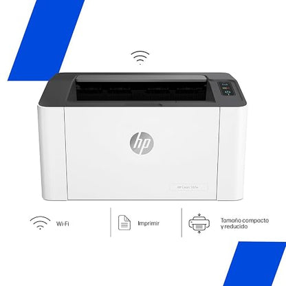 HP Impresora Laser 107w, Láser, Impresión en Negro, Wi-Fi, USB, Impresión y escanéo Smart App, Apple Air Print, Bandeja de 150 Hojas, Pantalla LED (4ZB78A)