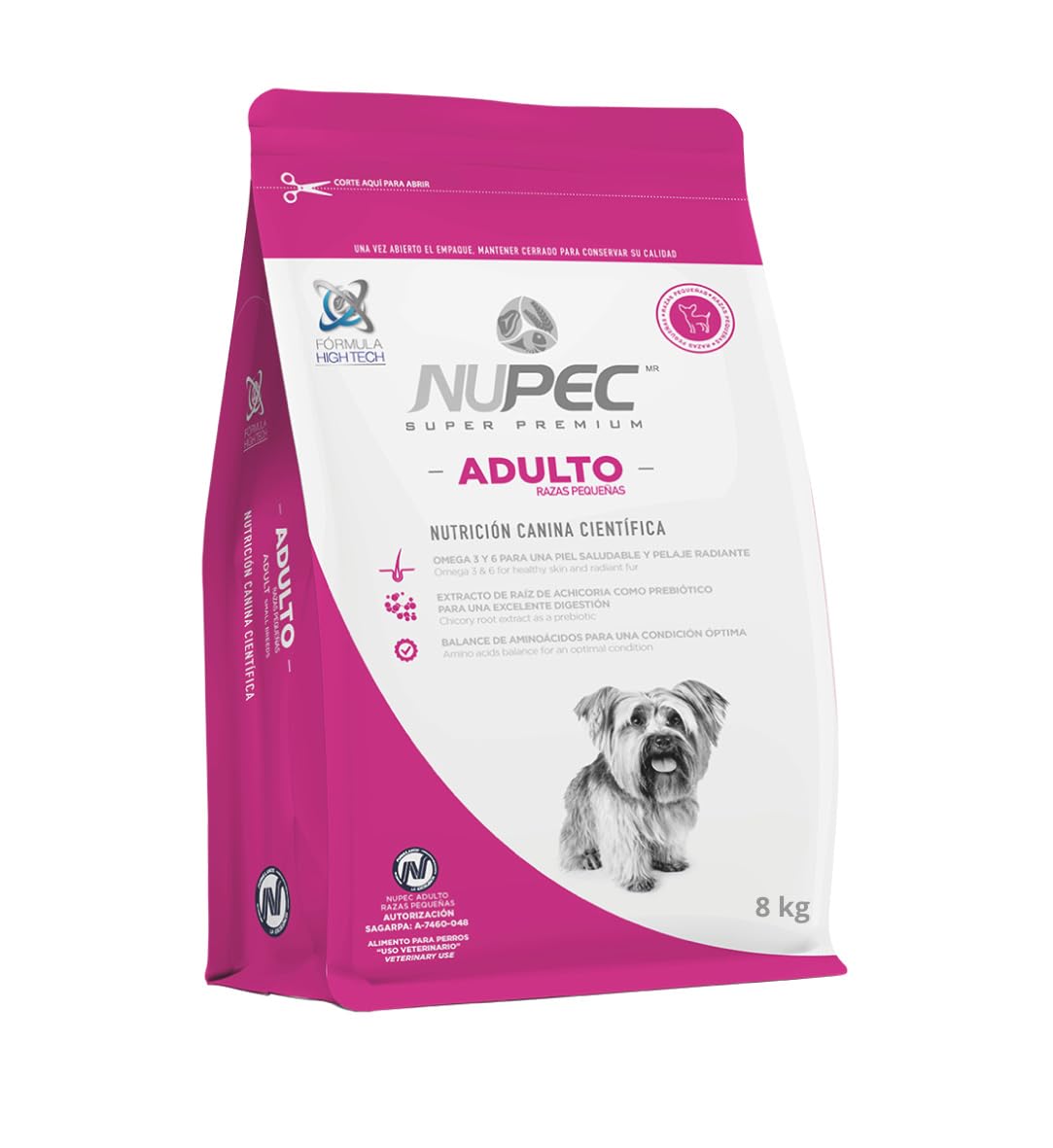 Nupec Croquetas para Perro Adulto Razas Pequeñas 8 kg con Omega 3 y 6 - Croquetas