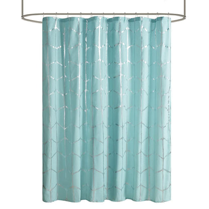 Cortina de Ducha con diseño Inteligente Raina Estampada, geométrica, Lavable a máquina, Moderna decoración de baño para el hogar, 72 x 72 Pulgadas, Color Azul