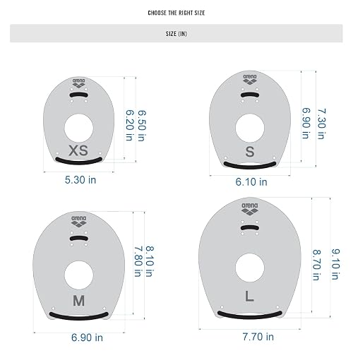 Arena Elite - Paleta de Mano Unisex para natación y Entrenamiento técnico, Equipo de natación para Hombres y Mujeres, 4 tamaños