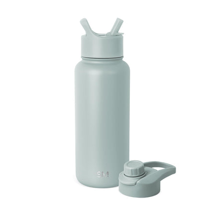Simple Modern Summit Botella de Agua con Popote y Asa - 0.9 Litros - Salvia de vidrio de mar