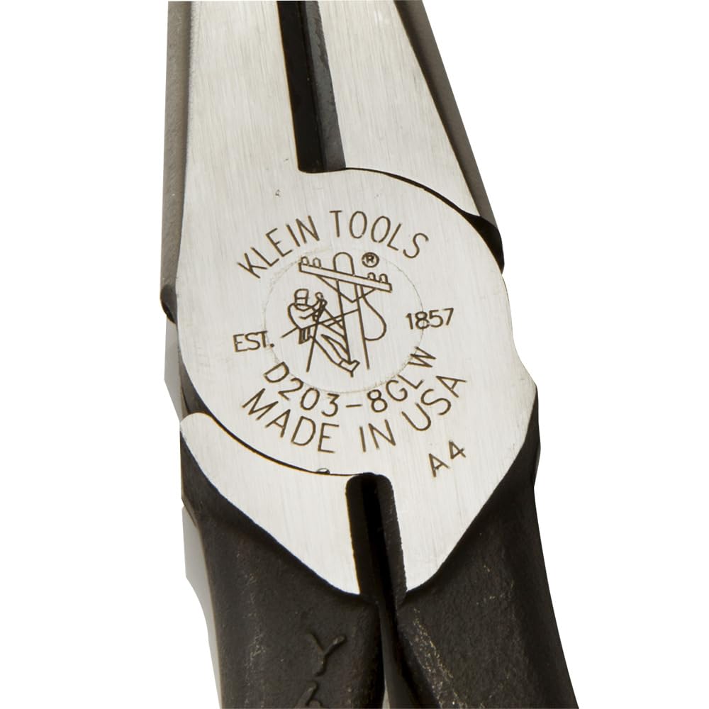 Klein Tools D203-8-GLW Hi-Viz Long-Nose Pliers with Side-Cutting