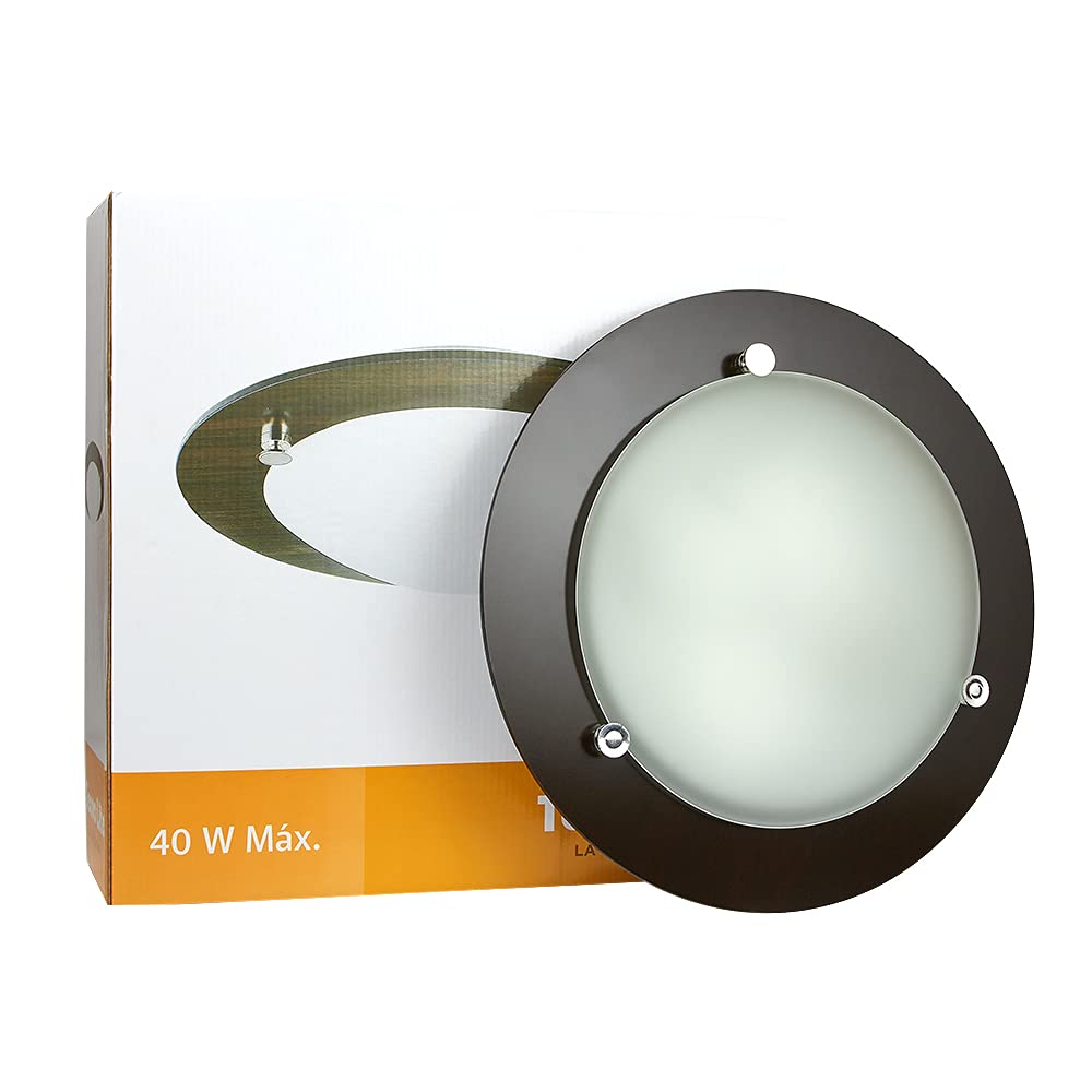 Tecnolite - Lámpara LED para Interior, Color Madera Oscuro, Luz Suave Cálida, Base E27