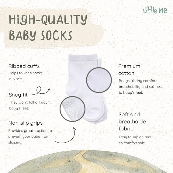 Little Me - Calcetines para bebé (20 pares, 0-12/12-24 meses), color blanco