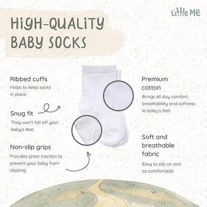 Little Me - Calcetines para bebé (20 pares, 0-12/12-24 meses), color blanco