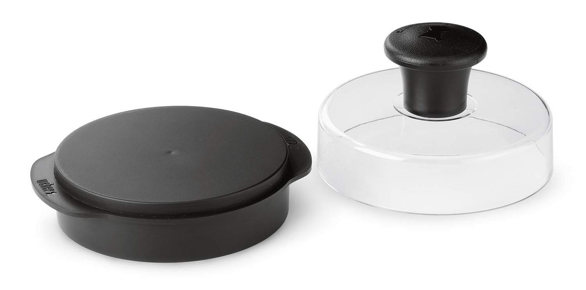Weber 6483 - Molde y Prensador Para Hamburguesas Weber Original | Mango de nailón desmontable, crea paletas planas, hoyuelo integrado