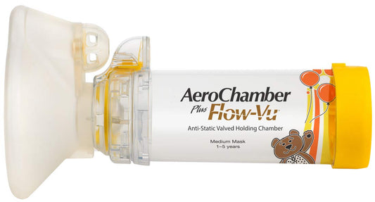 AeroChamber Cámara espaciadora Plus Flow-Vu Infantil, Amarillo