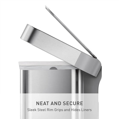 simplehuman Cubo Rectangular Doble con Pedal de Reciclaje, 58 litros/15.3 galones, Acero Inoxidable Cepillado con Tapa de plástico de Cierre Suave para Cocina