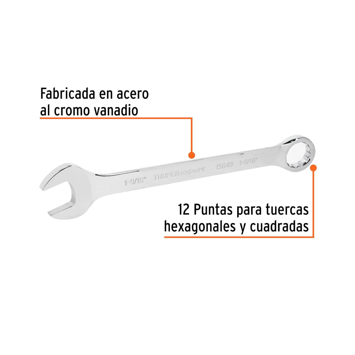 Truper Expert LL-2050, Llave combinada extralarga, estándar 1 9/16"