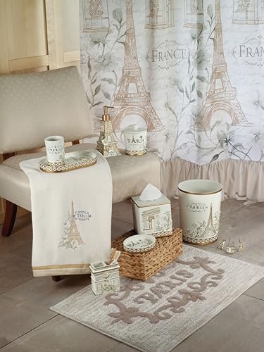 Avanti Linens - Ganchos para Cortina de Ducha, 12 Piezas, Resina, Decoración de Baño Elegante, París Botánico