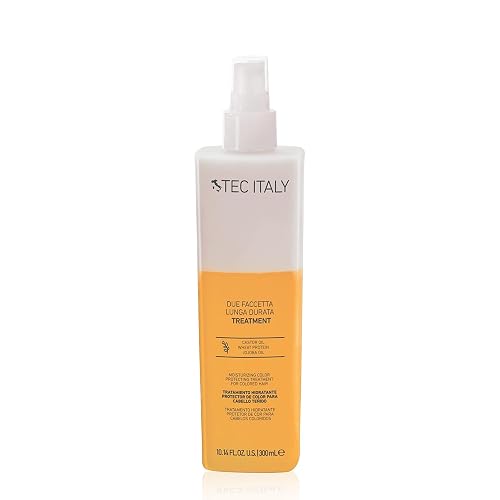TEC ITALY Due Faccetta Tratamiento Hidratante para Cabello Teñido 300 ml | Leave-in en dos fases para cabello teñido. Hidrata, protege el color, acondiciona y aporta protección UV. Sella cutícula.