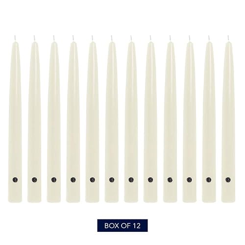 Colonial Candle Vela cónica sin perfume, colección Handipt, marfil, 10 pulgadas, paquete de 12, hasta 8 horas de combustión