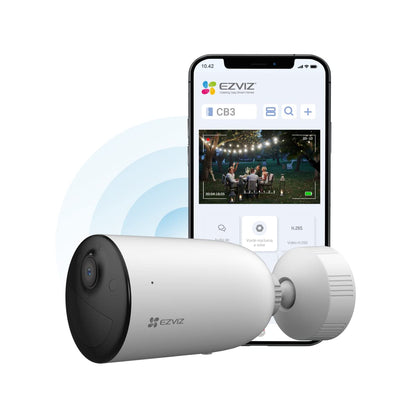 EZVIZ CB3 Cámara IP Inalámbrica con Batería Recargable (Cero Cables), Colores en Oscuridad,2MP, Sirena y Estrobo, Alertas de Audio Personalizable, Uso en Exterior