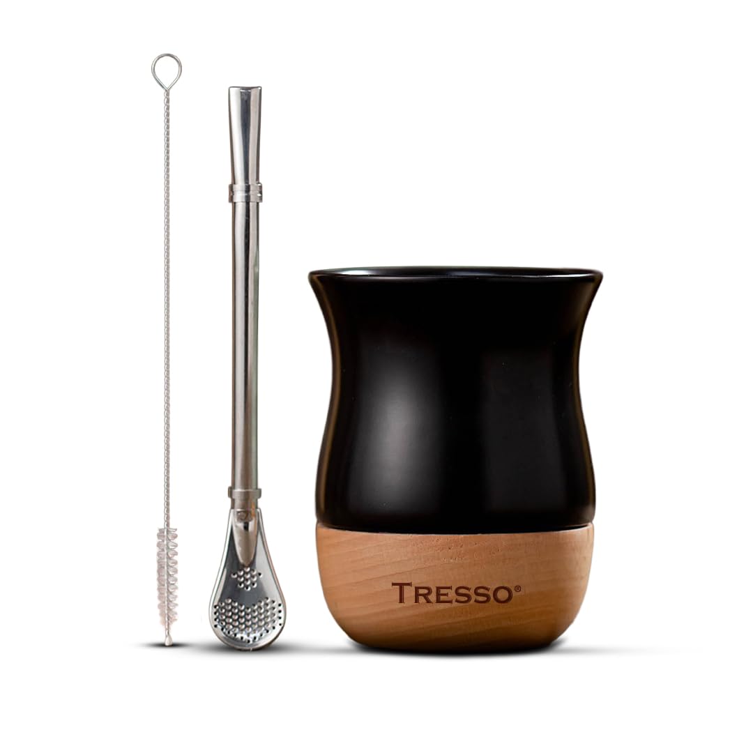 Tressó Vaso de Cerámica para Yerba Mate 230 ml - Negro