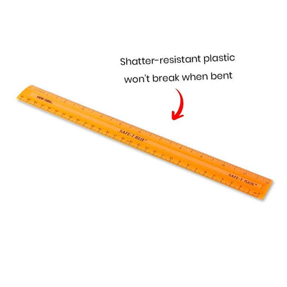 hand2mind Reglas de plástico Safe-T multicolor, transparente, semiflexible de 30, reglas de plástico arcoíris, regla de seguridad para medir (paquete de 24)
