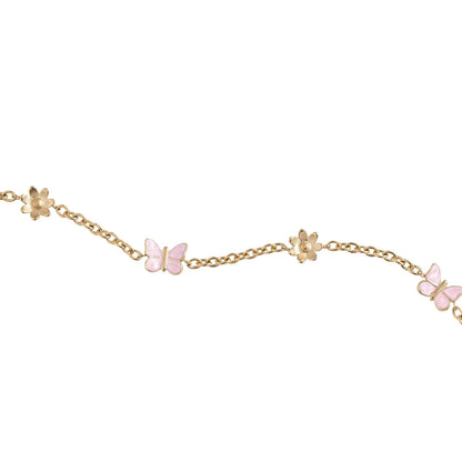 Alex and Ani Tobillera de Mariposa y Flor | Acero Inoxidable, Esmalte | Tobillera de Cadena | Tobillera Delicada | Joyería Floral