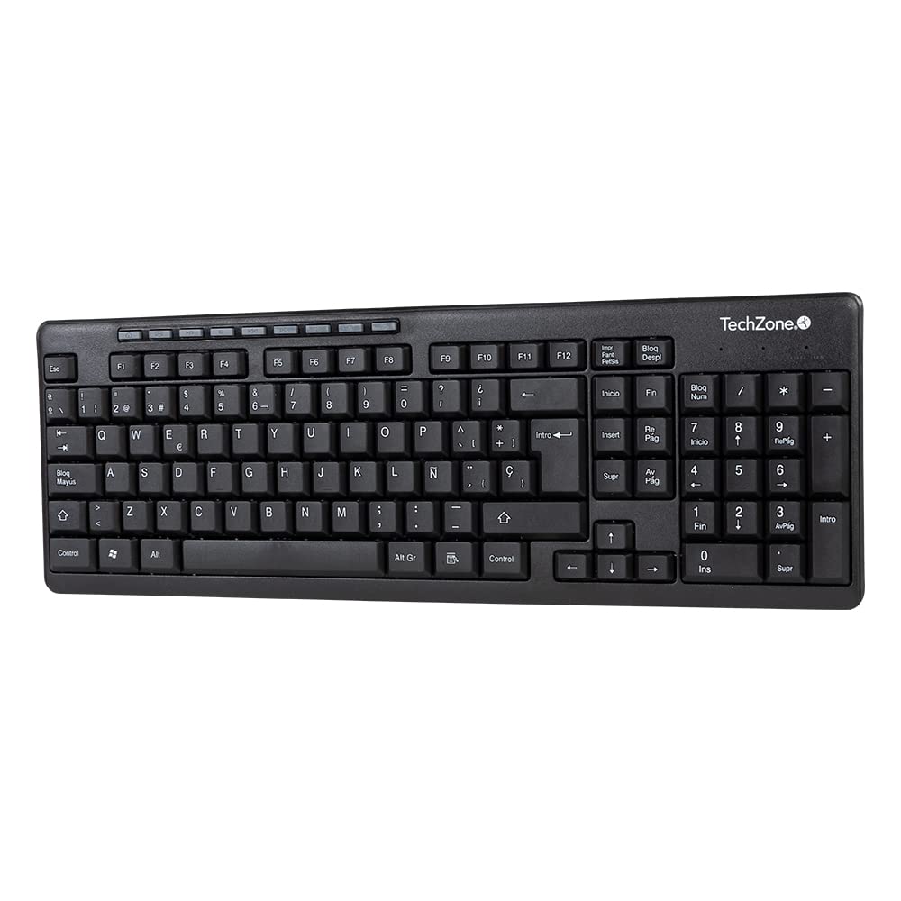 TECHZONE Kit Mouse y Teclado Inalámbrico Color Negro con Teclas de Navegación de Fácil Acceso, Resistentes al Desgaste. Mouse con Precisión de Movimiento, hasta 10 MTS de Alcance. Incluye Baterías.