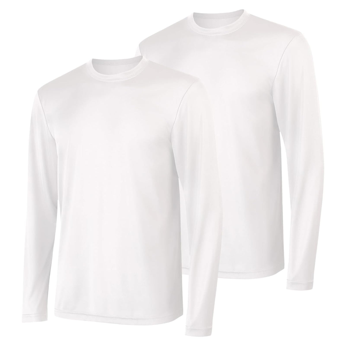Hanes Camiseta de Manga Larga Cool Dri para Hombre UPF 50+ (Paquete de 2) - G - Blanco