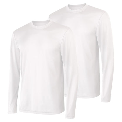 Hanes Camiseta de Manga Larga Cool Dri para Hombre UPF 50+ (Paquete de 2) - G - Blanco