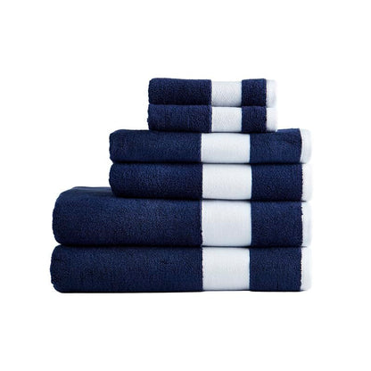 Lacoste Sport Stripe - Juego de toallas de algodón de lujo de 6 piezas, fabricadas con 100% algodón Supima suave, absorbente y de secado rápido, incluye 2 toallas de baño, 2 toallas de mano, 2 toallas