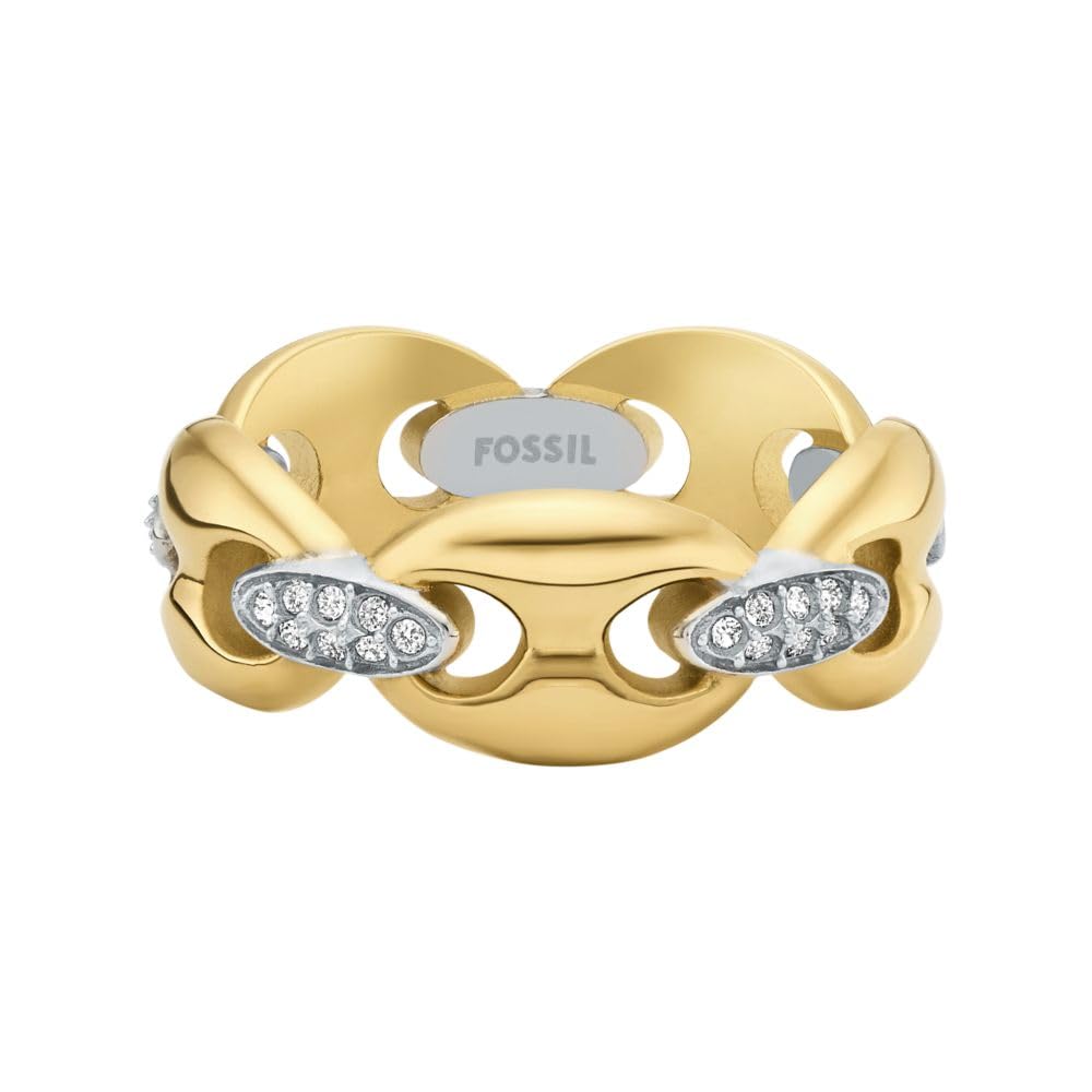 Anillo Fossil JF04931998 Heritage de acero inoxidable en tono dorado y plateado para mujer, talla 9