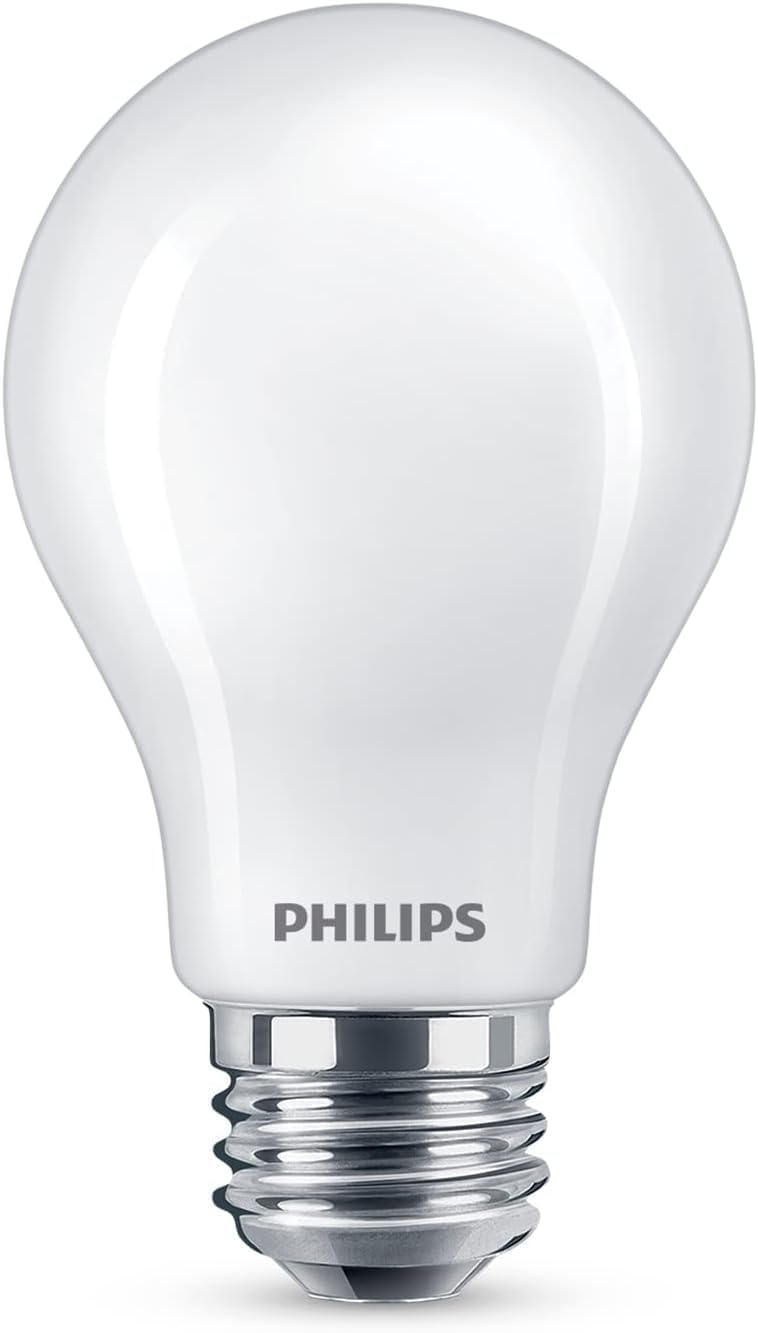 Philips LED 40W A19 Paquete de 8 bombillas de luz diurna ultra definida (5000K) 450 lúmenes (5W = 40W) regulables sin parpadeo esmerilado