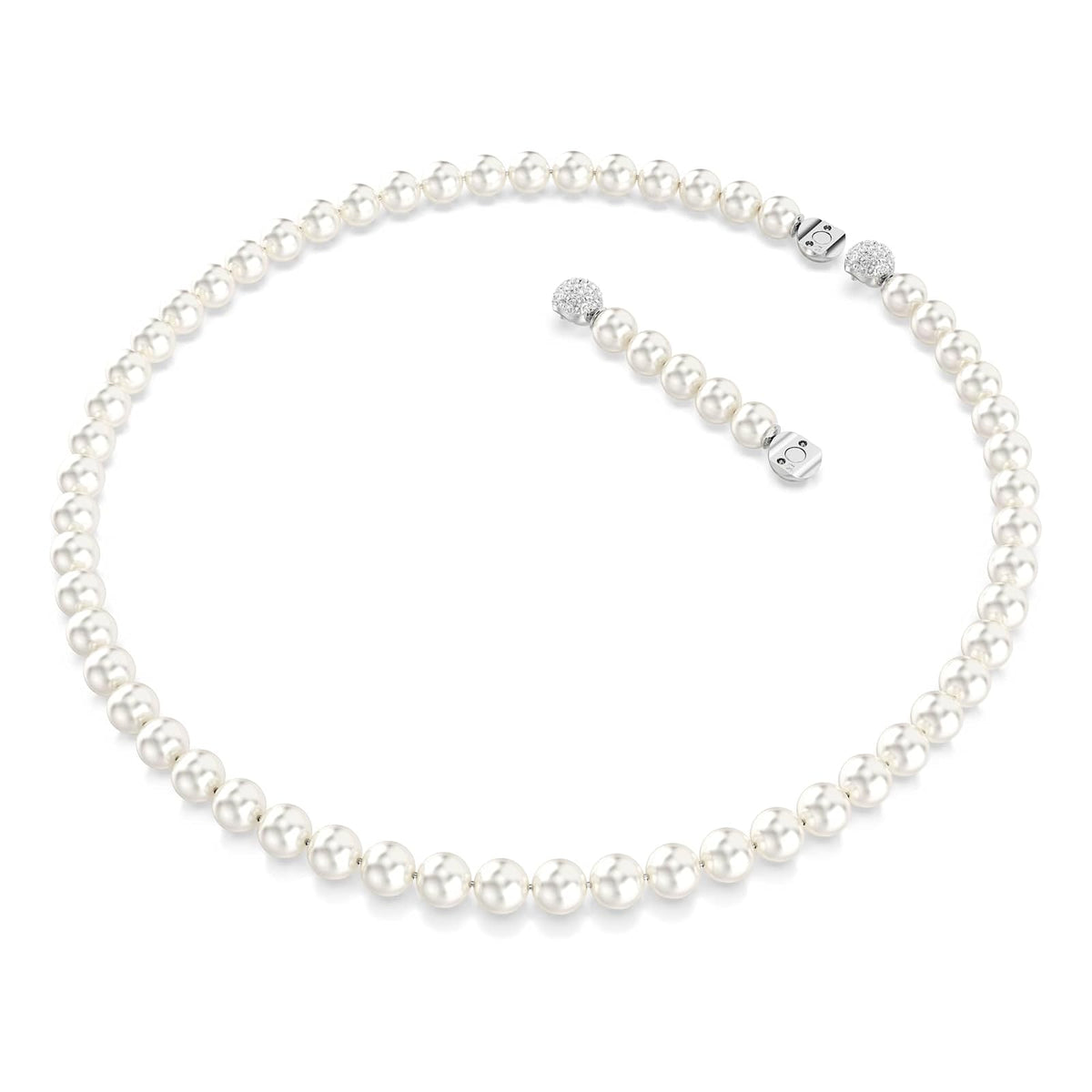 Collar Swarovski Matrix, perla de vidrio, blanco, baño de rodio