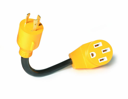 Camco PowerGrip Enchufe de 30.5 cm con Macho de 30 Amp. para Adaptador de generador estándar Hembra de 50 Amp, 3 Clavijas