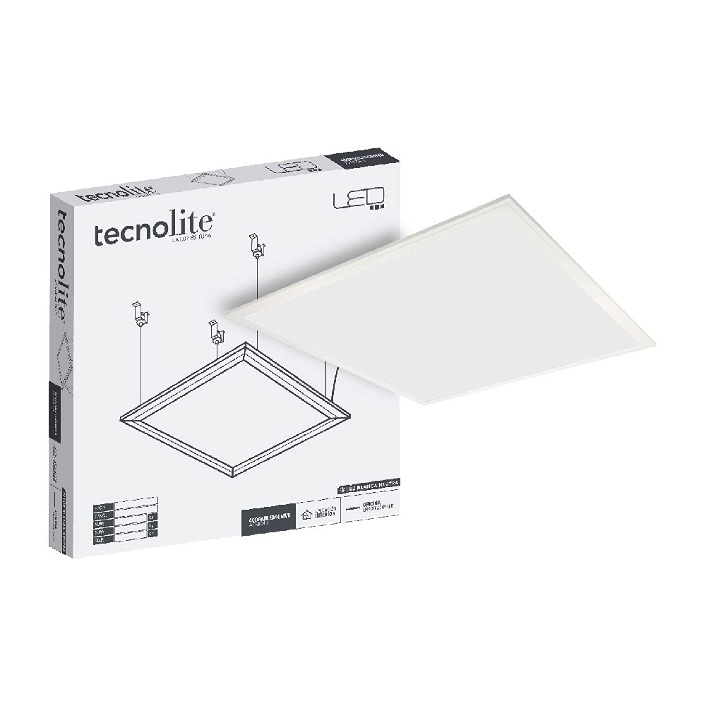 Tecnolite Panel LED 2x2 Suspendido y Empotrable 40 W, Atenuable - Luz neutra