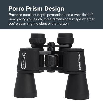 Celestron - Cometron 7x50 - Prismáticos de astronomía para Principiantes - Lentes Objetivos Grandes de 50 mm - Amplio Campo de visión 7 aumentos
