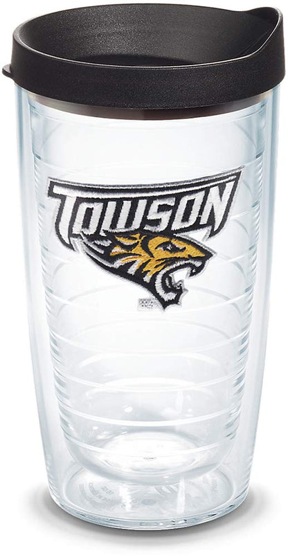 Tervis Vaso con Tapa, Diseños de Equipos Universitarios NCAA - Towson Univ - 473,18ml - Transparente