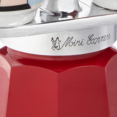 Bialetti - Set Mini Express Magritte, Set Incluye Cafetera, 2x Tazas de 28 Oz, 2x Vasos, No Apto para Inducción, Metal, Amarillo