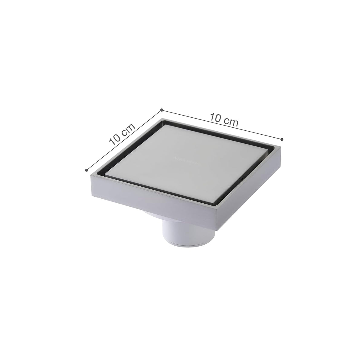 Interceramic Coladera Universal Cuadrada para Regadera 10 x10 cm, con Válvula Anti-Olores y Cubierta Decorativa hecha de Latón para Máxima Durabilidad y Resistencia a Corrosión, Color Níquel Cepillado