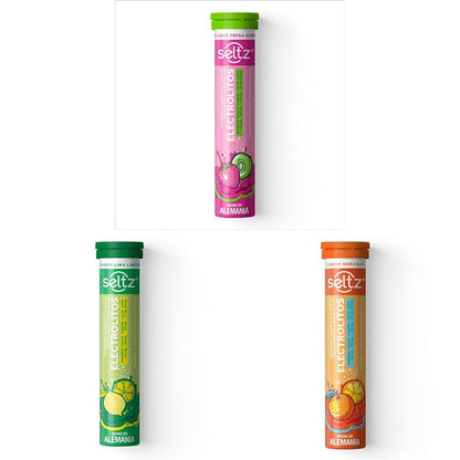 Seltz Electrolitos Tabletas Efervescentes Multisabor - Fresa-Kiwi + Lima-Limón + Naranja - 3