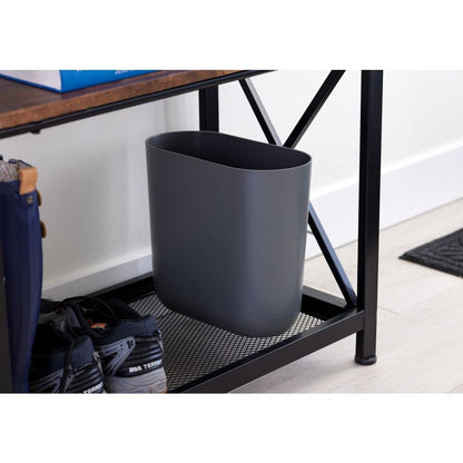 iDesign Cesta ovalada delgada de plástico reciclado, colección The Cade - 10.6 x 5.5 x 9.7 pulgadas, color carbón