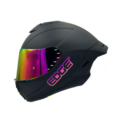 Edge Casco Integral para Moto con Visor Doble Antivaho, Certificado DOT - M - Shanghai Negro
