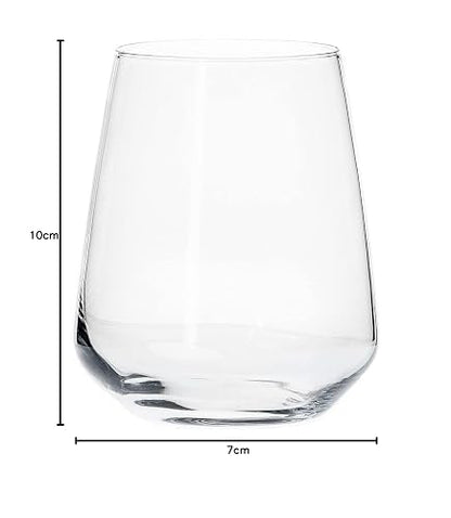 Borgonovo Contea Stemless - Juego De 6 Vasos De Vidrio De 490 Ml. Vaso Transparente de Cristal para Restaurantes, Fiestas, Bodas, Para Agua, Té, Helado, Cerveza, Jugo, Coctél, Limonada Set de 6 piezas