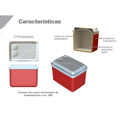 Estra Hielera Térmica Rígida 22L | Playa, Picnic y Camping | 31x41x31 cm (23.2 QT), libre de BPA, hasta 22 latas, 2.29 kg, manija resistente