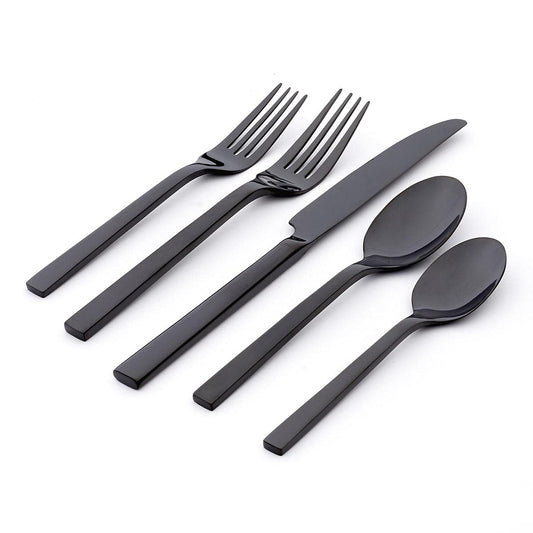 Oneida Chef's Table Black Juego de cubiertos de 20 piezas para uso diario, servicio para 4, 18/0 de acero inoxidable, juego de cubiertos