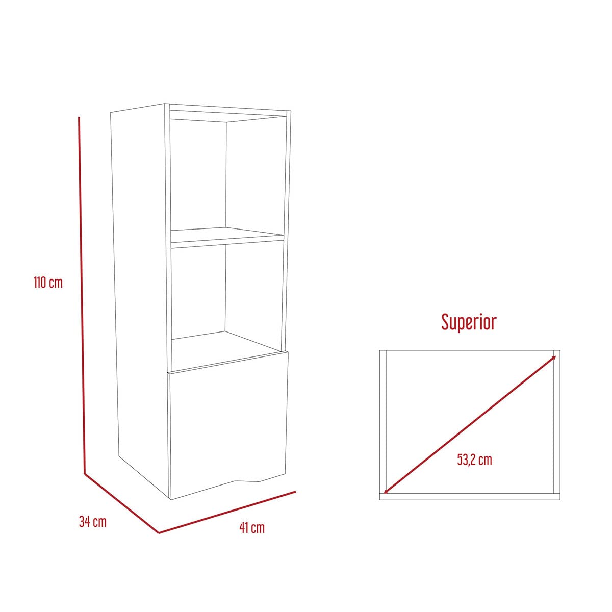 Espacio Excelsior - Espacio Klik KLIK Librero Auxiliar obregon armable, Color Duna con Taupe, Dimensiones 41 Largo X 34 Ancho X 110 Alto cm, Estilo contemporáneo, con Dos entrepaños y una Puerta abatible