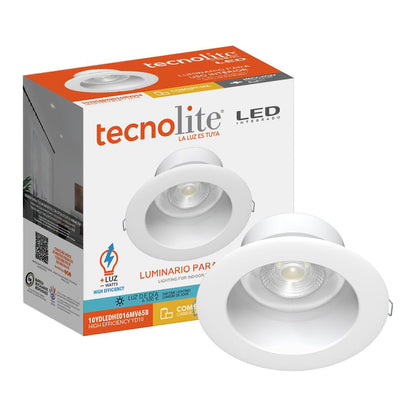 Tecnolite Lámpara Empotrable LED Downlight 10 W, Luz de Día 6500K - 10 W - Blanco