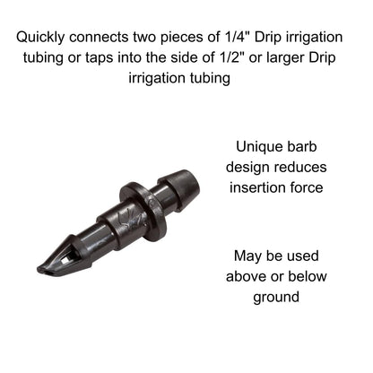 Rain Bird BC25-30PS Drip Irrigation Universal 1/4" Barbed Coupling Fitting, Fits All Sizes of 1/4" Drip Tubing, 30-Pack