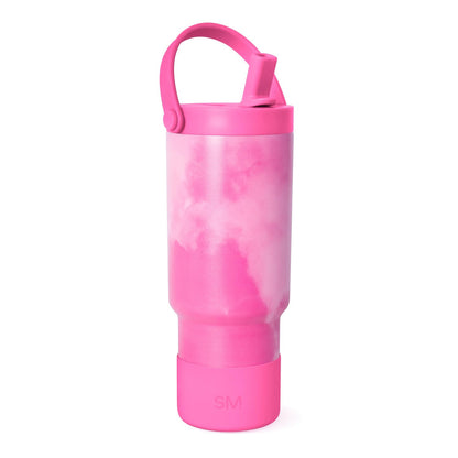Simple Modern Trek Pivot Vaso Térmico Infantil 710 ml con Popote y Asa - Pattern: Pink Whimsical Tie Dye - 24 onzas