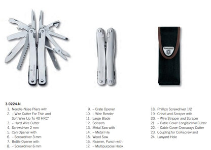 Victorinox Swiss Tool Spirit X con Funda de Nylon, 105 mm, 24 usos, 3.0224.N