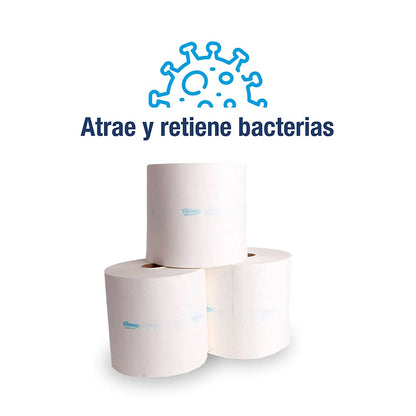 Toalla en Rollo para Manos Kleenex Antibacterial, Caja con 6 Rollos de 160 Metros, con Impresión, Kimberly Clark Professional.