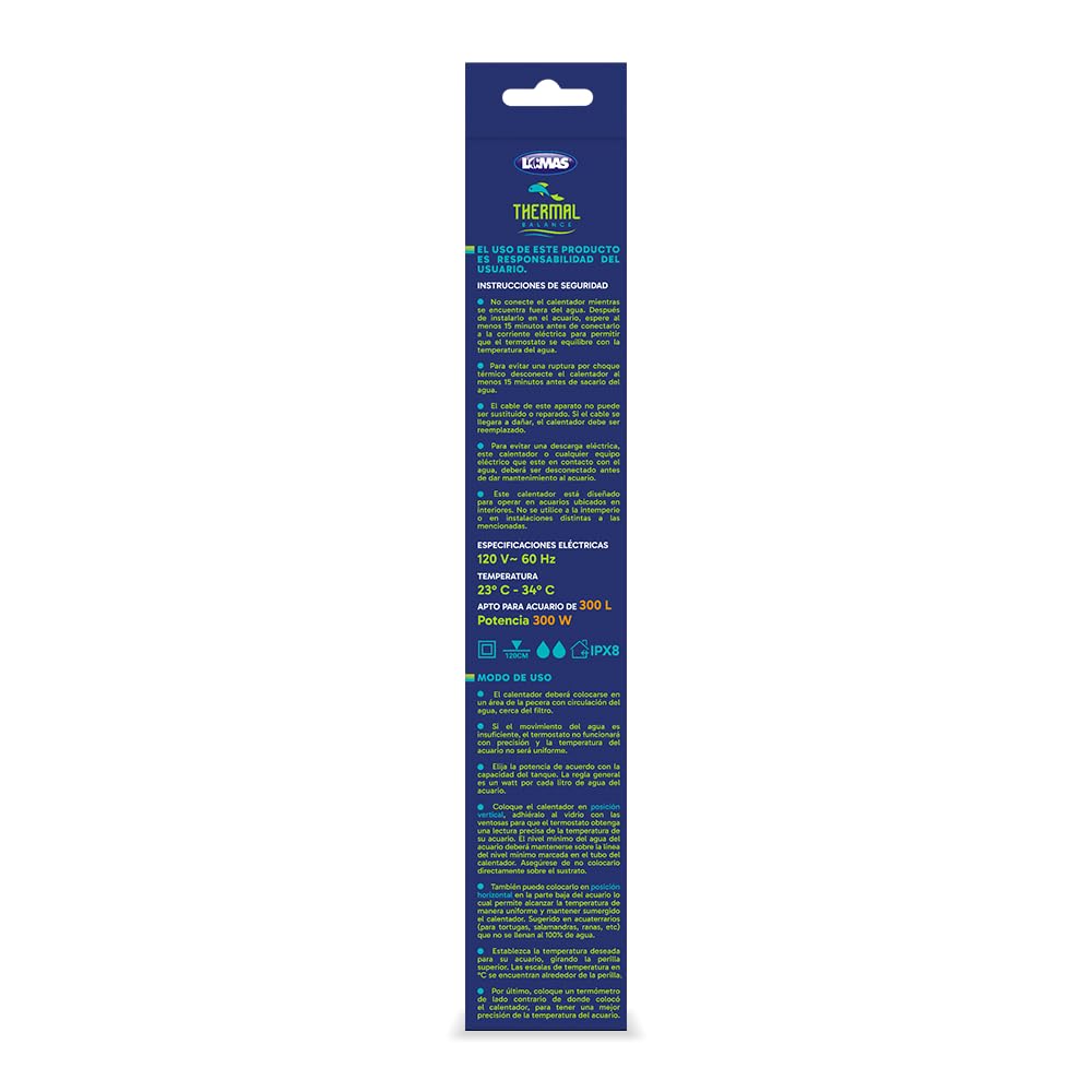 Lomas Calentador Sumergible para Acuario con Termostato, Thermal Balance, 300W