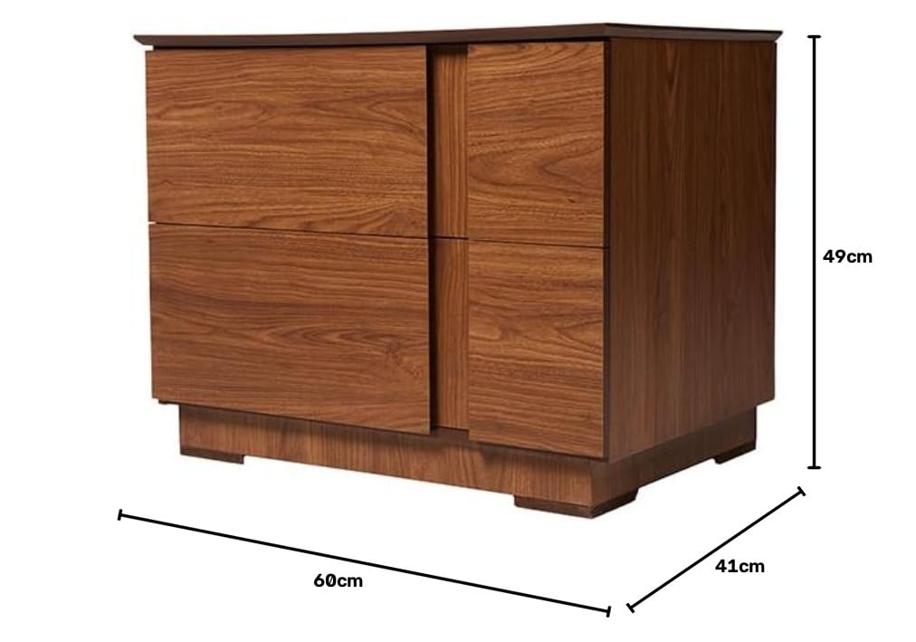 Buró Color Nogal con 2 Cajones con Corredera de Extensión y Estructura de Madera MDF.