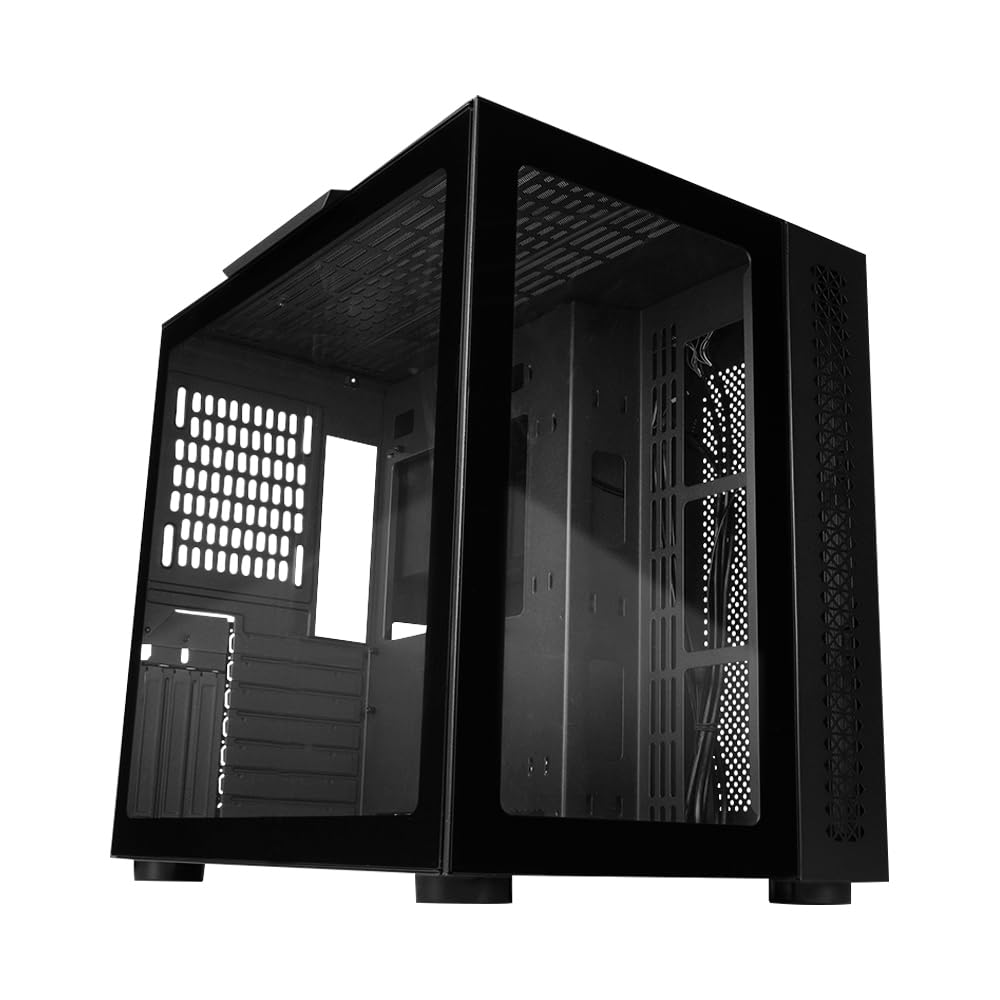 GAME FACTOR Gabinete Gamer Micro ATX Csg700 hasta 10 Ventiladores Vidrio Templado Filtro De Polvo Negro