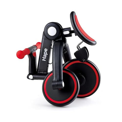 Hape Triciclo de Equilibrio Plegable Multifuncional 3 en 1, Ajustable Crece con el Niño, Desarrolla Balance y Coordinación, Color Rojo, E8468