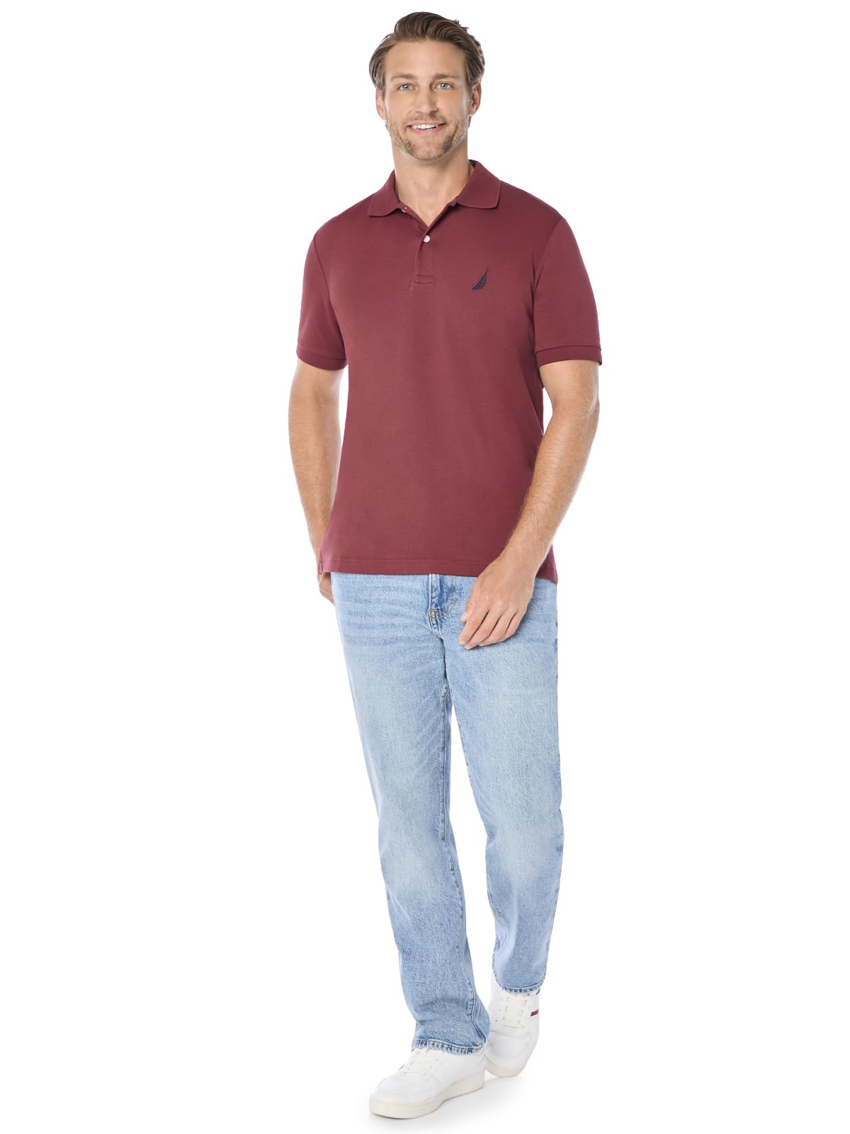 Nautica Polo de piqué de algodón elástico de Manga Corta para Hombre
